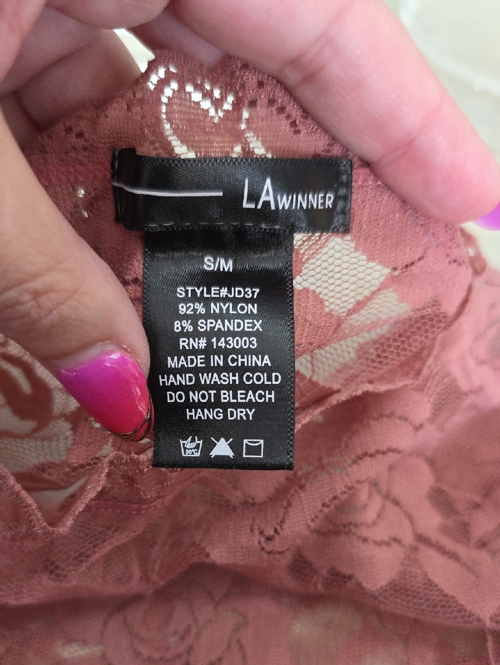 Lace Dusty Rose Bodysuit - Picture 4 of 4